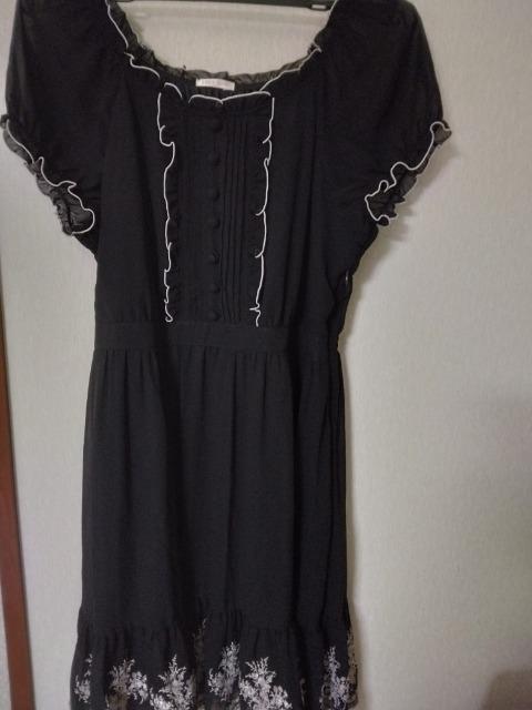 タック&フリル薔薇ブーケスカラップレース黒フリルOP◆黒×くすみゴールド◆セット割 < ブランド タック&フリル薔薇ブーケスカラップレース黒フリルOP◆黒×くすみゴールド◆セット割 < ブランドの