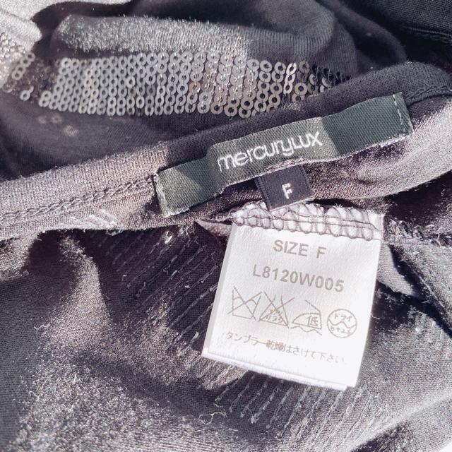 MercuryLuxブラック黒スパンコールボーダーチュニックワンピース < ブランド MercuryLuxブラック黒スパンコールボーダーチュニックワンピース < ブランドの