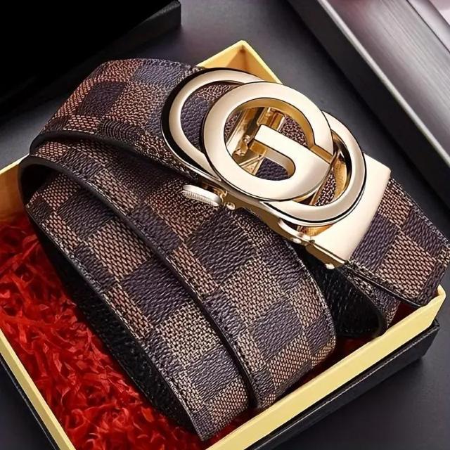 残1点お試し価格1190円★【高級】エレガント 優雅 ビジネス カジュアル 自動バックル PUレザー ベルト チェック柄120cm < 男性ファッション  残1点お試し価格1190円★【高級】エレガント 優雅 ビジネス カジュアル 自動バックル PUレザー ベルト チェック柄120cm < 男性ファッションの