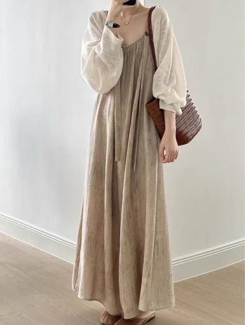 オーバーオール サロペット ロング紐 オールインワン  パンツ ベージュ系 大きいサイズ < 女性ファッション  オーバーオール サロペット ロング紐 オールインワン  パンツ ベージュ系 大きいサイズ < 女性ファッションの