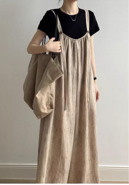 オーバーオール サロペット ロング紐 オールインワン  パンツ ベージュ系 大きいサイズ < 女性ファッション  オーバーオール サロペット ロング紐 オールインワン  パンツ ベージュ系 大きいサイズ < 女性ファッションの