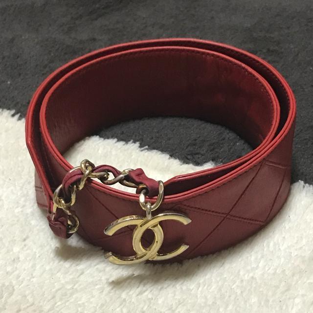 正規品 ヴィンテージ シャネル ピコローレ ワイドレザーベルト レッド < ブランド 正規品 ヴィンテージ シャネル ピコローレ ワイドレザーベルト レッド < ブランドの
