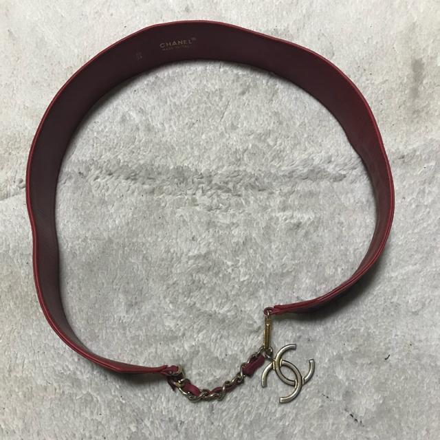 正規品 ヴィンテージ シャネル ピコローレ ワイドレザーベルト レッド < ブランド 正規品 ヴィンテージ シャネル ピコローレ ワイドレザーベルト レッド < ブランドの