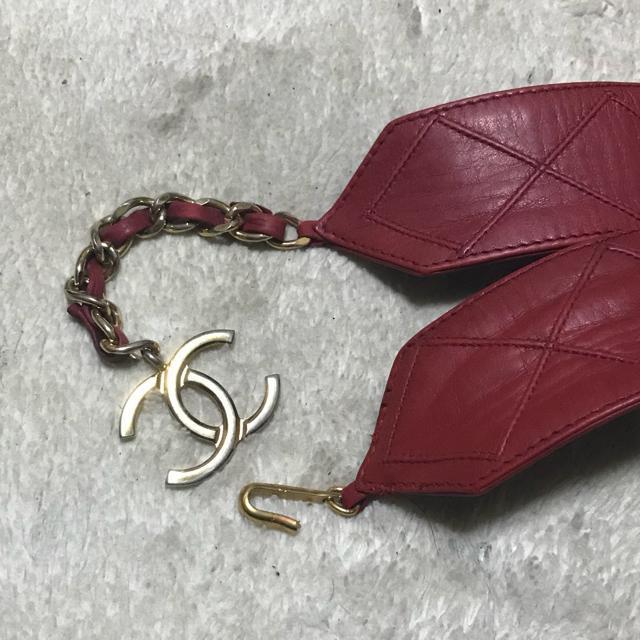 正規品 ヴィンテージ シャネル ピコローレ ワイドレザーベルト レッド < ブランド 正規品 ヴィンテージ シャネル ピコローレ ワイドレザーベルト レッド < ブランドの