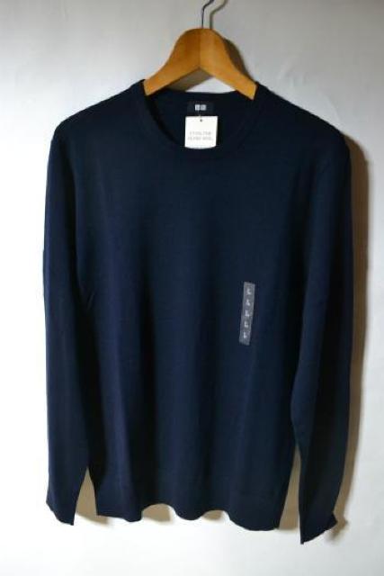 �V�i UNIQLO ���j�N�� �����m�N���[�l�b�N�Z�[�^�[ ���� �l�C�r�[ L �����Y �H�~ �j�b�g �L���C�� �r�W�l�X ���g�p  �� �u�����h�� 