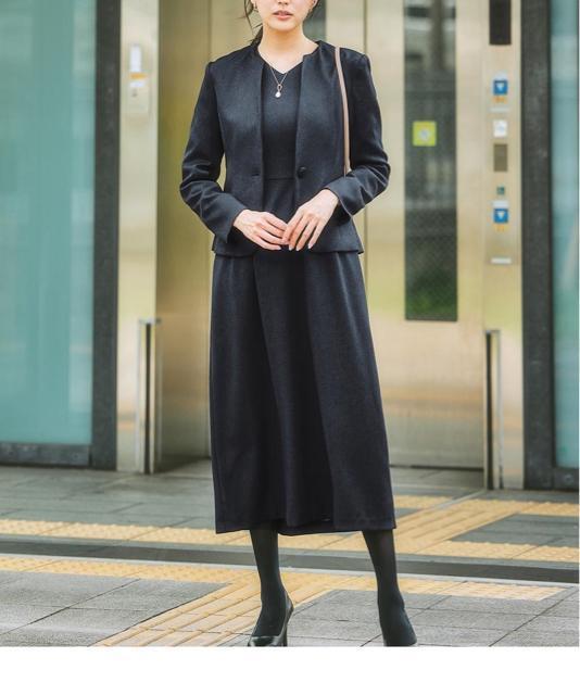 新品☆L♪黒無地ロングワンピースのスーツ♪ウール調アンサンブル☆R169 < 女性ファッション 新品☆L♪黒無地ロングワンピースのスーツ♪ウール調アンサンブル☆R169 < 女性ファッションの