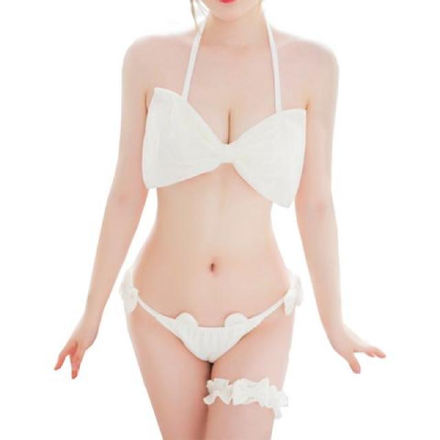ふわふわ生地のラブリーキャットランジェリー・4点セット 白 < 女性ファッション  ふわふわ生地のラブリーキャットランジェリー・4点セット 白 < 女性ファッションの