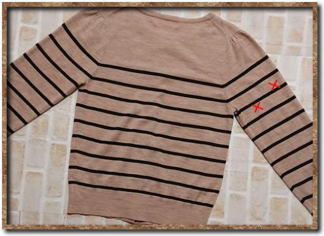 クチュールブローチ ボーダーニットカーディガン 薄茶×黒☆やや難 < ブランド  クチュールブローチ ボーダーニットカーディガン 薄茶×黒☆やや難 < ブランドの