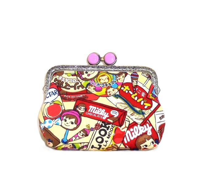 ◆ペコちゃん・不二家お菓子×クリーム地◆がまぐちポーチ【スクエア】ピンク < 女性ファッション ◆ペコちゃん・不二家お菓子×クリーム地◆がまぐちポーチ【スクエア】ピンク < 女性ファッションの