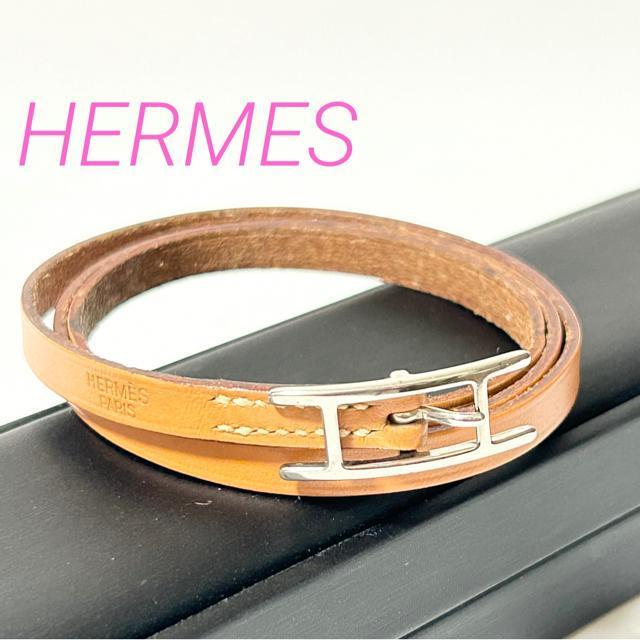 美品 HERMES エルメス アピ3 レザー ロングブレスレット バングル チョーカー < ブランド 美品 HERMES エルメス アピ3 レザー ロングブレスレット バングル チョーカー < ブランドの