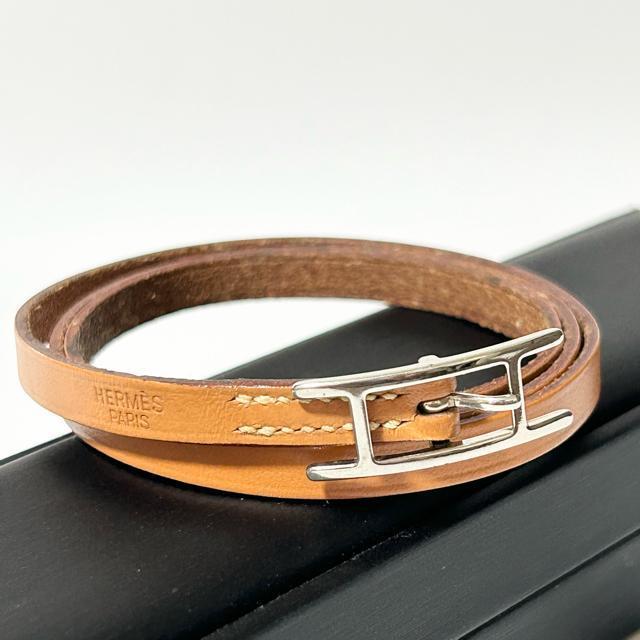 美品 HERMES エルメス アピ3 レザー ロングブレスレット バングル チョーカー < ブランド 美品 HERMES エルメス アピ3 レザー ロングブレスレット バングル チョーカー < ブランドの