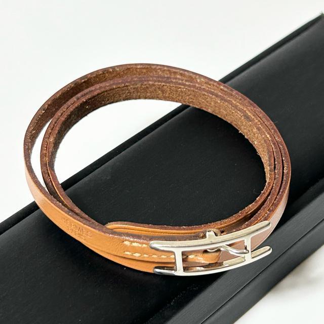 美品 HERMES エルメス アピ3 レザー ロングブレスレット バングル チョーカー < ブランド 美品 HERMES エルメス アピ3 レザー ロングブレスレット バングル チョーカー < ブランドの