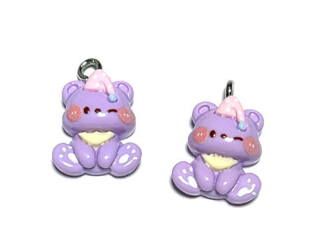 5296 小さめの帽子のくまちゃん ラベンダー色 2個 樹脂パーツ アクセサリーチャーム < ペット/手芸/園芸 5296 小さめの帽子のくまちゃん ラベンダー色 2個 樹脂パーツ アクセサリーチャーム < ペット/手芸/園芸の