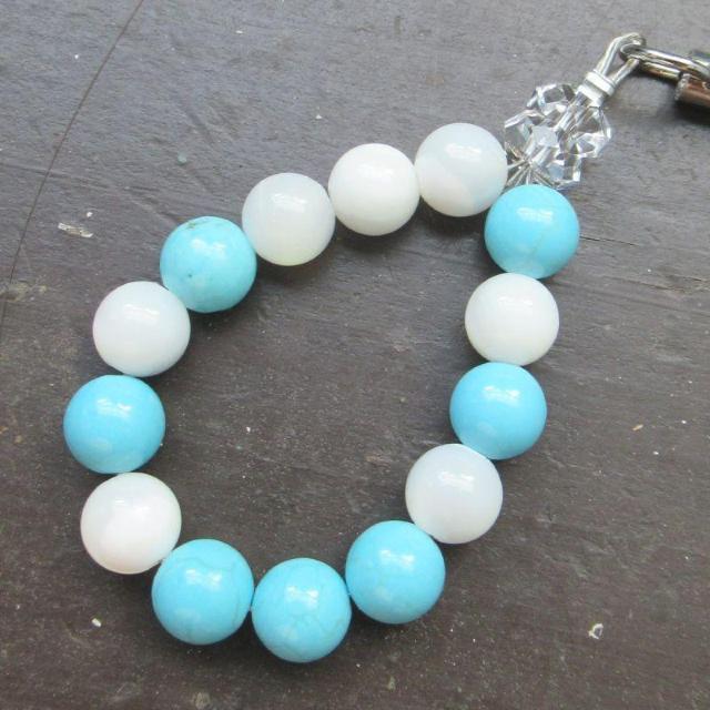 マグネサイトターコイズxマザーオブパールストラップ 天然石 < 家電/AV マグネサイトターコイズxマザーオブパールストラップ 天然石 < 家電/AVの