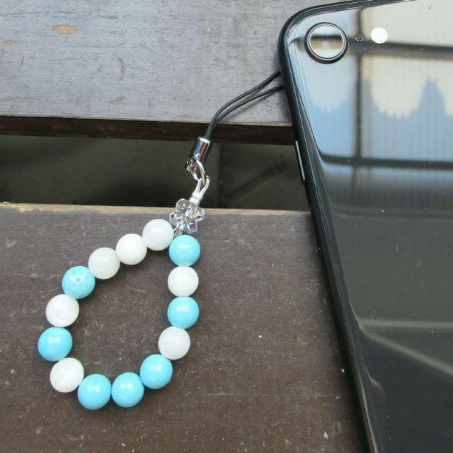 マグネサイトターコイズxマザーオブパールストラップ 天然石 < 家電/AV マグネサイトターコイズxマザーオブパールストラップ 天然石 < 家電/AVの