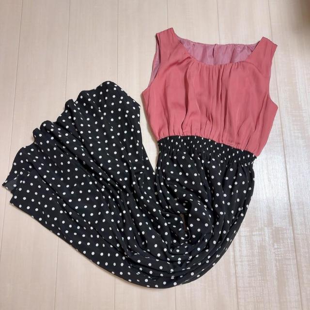 ◆rienda/リエンダ◆ドットコンビマキシワンピース★ピンクF*秋冬コーデ美品♪ < ブランド  ◆rienda/リエンダ◆ドットコンビマキシワンピース★ピンクF*秋冬コーデ美品♪ < ブランドの