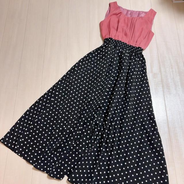 ◆rienda/リエンダ◆ドットコンビマキシワンピース★ピンクF*秋冬コーデ美品♪ < ブランド  ◆rienda/リエンダ◆ドットコンビマキシワンピース★ピンクF*秋冬コーデ美品♪ < ブランドの