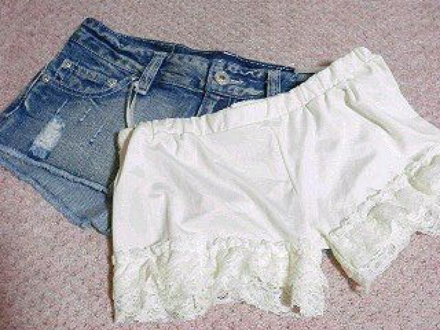 レース ペチパン付♪デニムショーパン 2点セット < 女性ファッション レース ペチパン付♪デニムショーパン 2点セット < 女性ファッションの