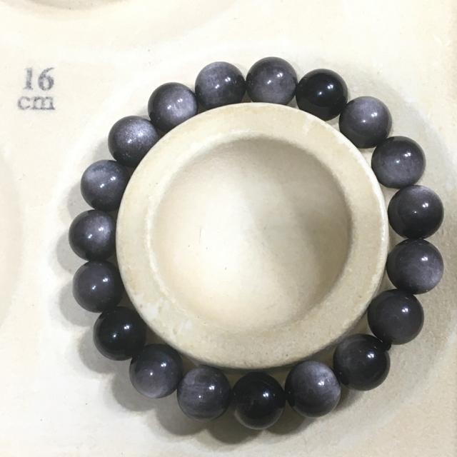 《No.048》強シラー シルバーオブシディアン 内径16cm 10mm < 女性アクセサリー/時計  《No.048》強シラー シルバーオブシディアン 内径16cm 10mm < 女性アクセサリー/時計の