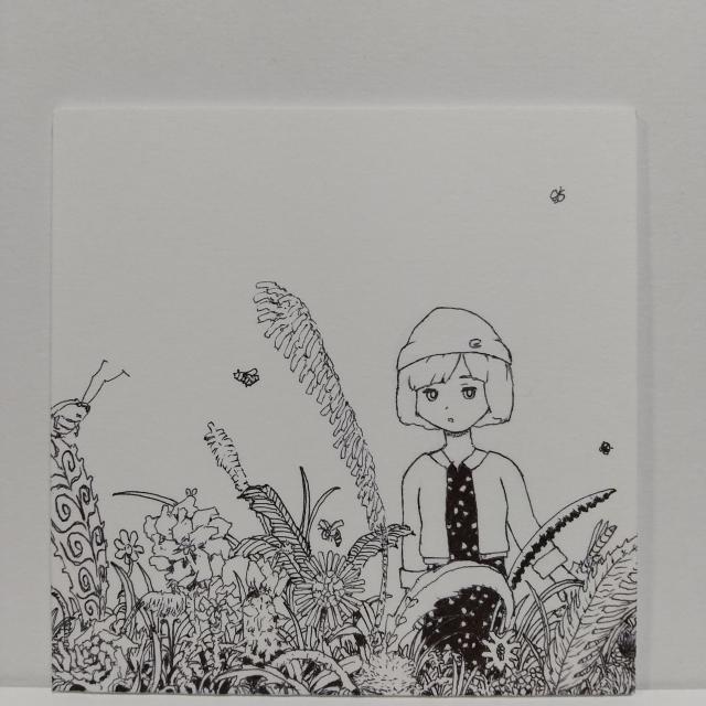 オリジナルイラスト手描きイラスト植物と女の子ハンドメイド自作原画インテリアモノクロアート < アニメ/コミック/キャラクター  オリジナルイラスト手描きイラスト植物と女の子ハンドメイド自作原画インテリアモノクロアート < アニメ/コミック/キャラクターの