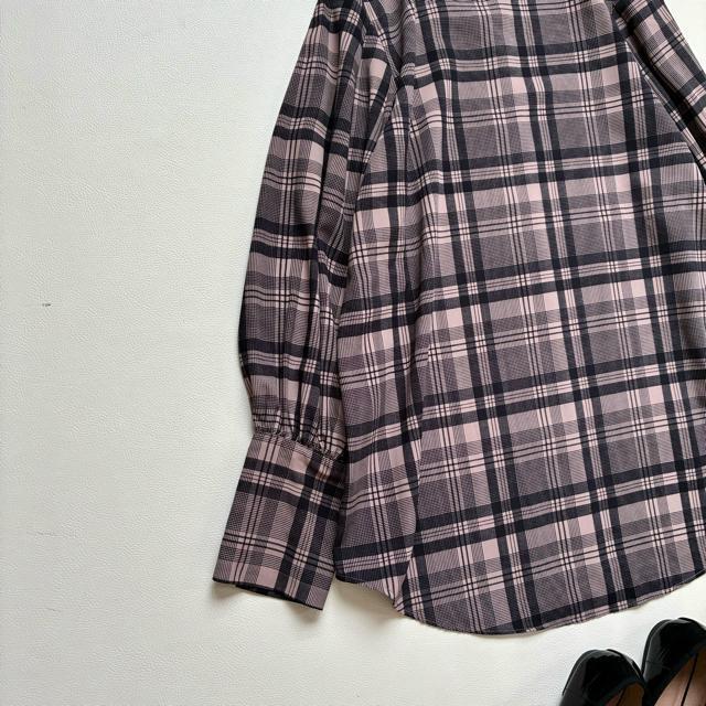 ◆極美品◆ナノユニバース◆チェック長袖ブラウス◆ボトルネック◆ブラウン系◆フリー < ブランド  ◆極美品◆ナノユニバース◆チェック長袖ブラウス◆ボトルネック◆ブラウン系◆フリー < ブランドの