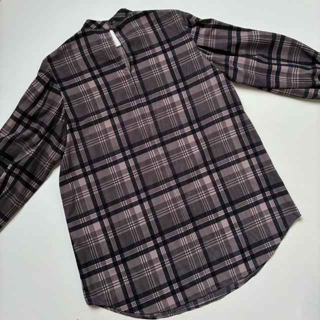 ◆極美品◆ナノユニバース◆チェック長袖ブラウス◆ボトルネック◆ブラウン系◆フリー < ブランド  ◆極美品◆ナノユニバース◆チェック長袖ブラウス◆ボトルネック◆ブラウン系◆フリー < ブランドの