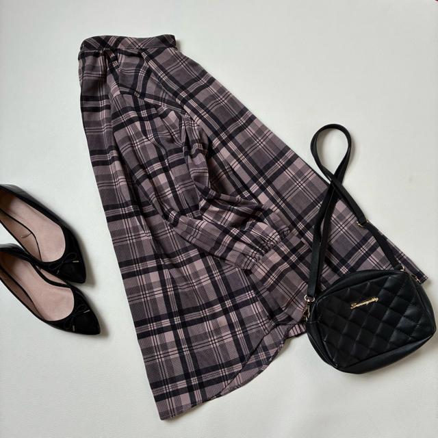 ◆極美品◆ナノユニバース◆チェック長袖ブラウス◆ボトルネック◆ブラウン系◆フリー < ブランド  ◆極美品◆ナノユニバース◆チェック長袖ブラウス◆ボトルネック◆ブラウン系◆フリー < ブランドの