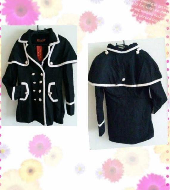 ☆バイカラーコート☆黒L < 女性ファッション ☆バイカラーコート☆黒L < 女性ファッションの