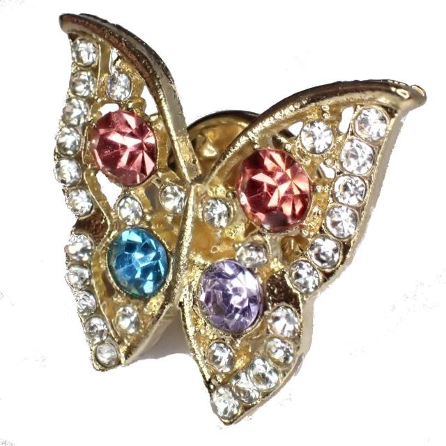 蝶 蝶々 ラインストーン カラフル ピンバッジ バッジ ピンズ ピンブローチ ブローチ ラペルピン < 女性アクセサリー/時計 蝶 蝶々 ラインストーン カラフル ピンバッジ バッジ ピンズ ピンブローチ ブローチ ラペルピン < 女性アクセサリー/時計の