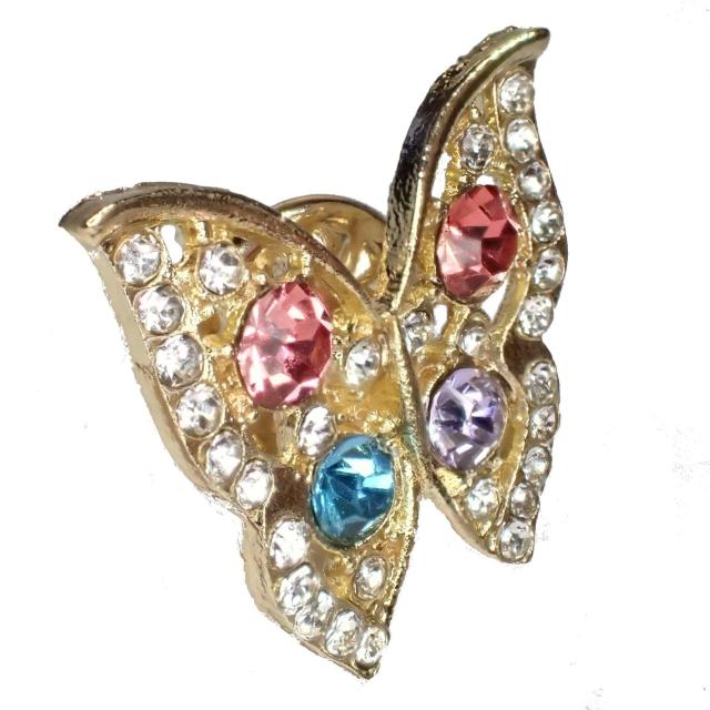 蝶 蝶々 ラインストーン カラフル ピンバッジ バッジ ピンズ ピンブローチ ブローチ ラペルピン < 女性アクセサリー/時計 蝶 蝶々 ラインストーン カラフル ピンバッジ バッジ ピンズ ピンブローチ ブローチ ラペルピン < 女性アクセサリー/時計の