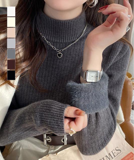 送料無料 新品 ニットトップス 裏起毛 ハイネック 厚手 < 女性ファッション  送料無料 新品 ニットトップス 裏起毛 ハイネック 厚手  < 女性ファッションの