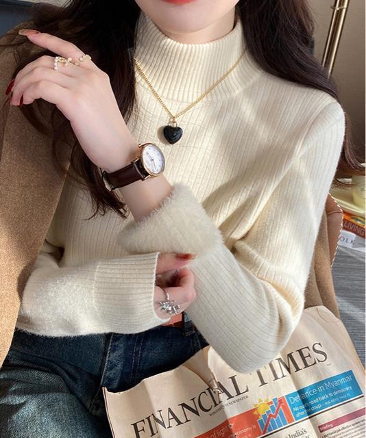 送料無料 新品 ニットトップス 裏起毛 ハイネック 厚手 < 女性ファッション  送料無料 新品 ニットトップス 裏起毛 ハイネック 厚手 < 女性ファッションの