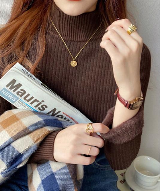 送料無料 新品 ニットトップス 裏起毛 ハイネック 厚手 < 女性ファッション  送料無料 新品 ニットトップス 裏起毛 ハイネック 厚手 < 女性ファッションの