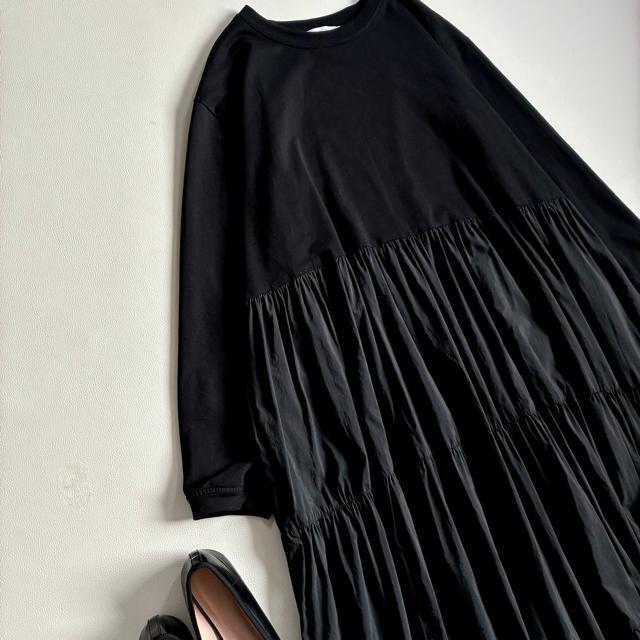 ◆美品◆ビアズリー◆3.8万◆カットコンビティアードワンピース◆黒◆ロング◆F < ブランド ◆美品◆ビアズリー◆3.8万◆カットコンビティアードワンピース◆黒◆ロング◆F < ブランドの