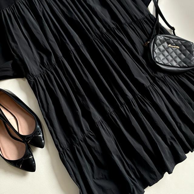 ◆美品◆ビアズリー◆3.8万◆カットコンビティアードワンピース◆黒◆ロング◆F < ブランド ◆美品◆ビアズリー◆3.8万◆カットコンビティアードワンピース◆黒◆ロング◆F < ブランドの