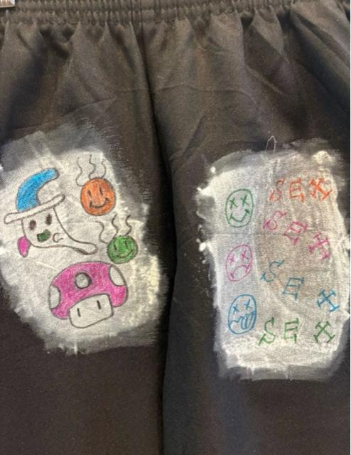 古着 ヴィンテージ vintage パンツ イージーパンツ リメイク リメイクパンツ 落書き 落書きパンツ 個性派 < 男性ファッション 古着 ヴィンテージ vintage パンツ イージーパンツ リメイク リメイクパンツ 落書き 落書きパンツ 個性派 < 男性ファッションの