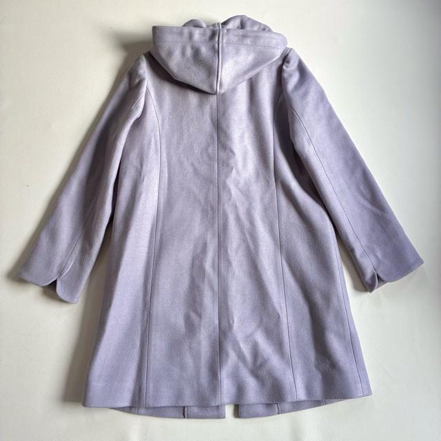 ◆美品◆ルーデルー◆3万◆ウール混フード付きロングコート◆パープル◆ビジュー◆L < 女性ファッション ◆美品◆ルーデルー◆3万◆ウール混フード付きロングコート◆パープル◆ビジュー◆L < 女性ファッションの