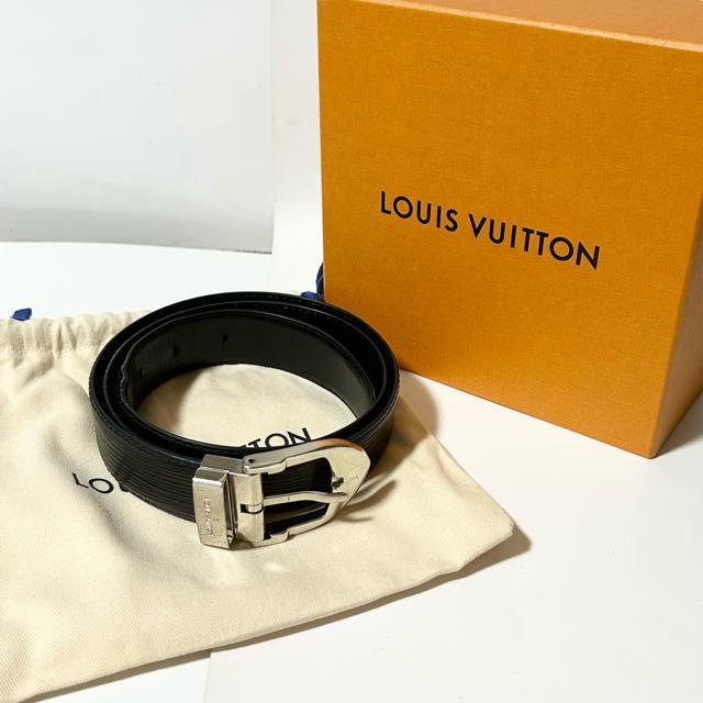 LOUIS VUITTON ルイヴィトン Lサイズ エピ サンチュール ベルト VI0020 シルバー金具 ブラック < ブランド LOUIS VUITTON ルイヴィトン Lサイズ エピ サンチュール ベルト VI0020 シルバー金具 ブラック < ブランドの