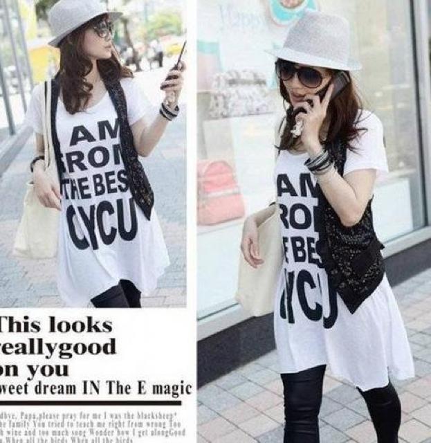 ★人気★ミドル丈文字プリントTシャツ★WHT < 女性ファッション  ★人気★ミドル丈文字プリントTシャツ★WHT < 女性ファッションの