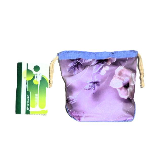 【底マチ幅が広い巾着】◆紫の花クレマチス×紫グラデーション◆裏地あり巾着 < 女性ファッション 【底マチ幅が広い巾着】◆紫の花クレマチス×紫グラデーション◆裏地あり巾着 < 女性ファッションの