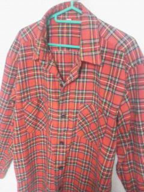 Fー103★UNIQLOメンズ長袖チェックネルシャツ レッド L < ブランド  Fー103★UNIQLOメンズ長袖チェックネルシャツ レッド L < ブランドの