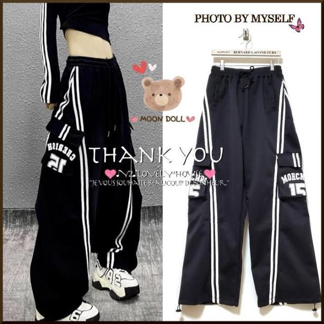 〜3L4L*15/2本ラインカーゴスウェットパンツ*黒 < 女性ファッション 〜3L4L*15/2本ラインカーゴスウェットパンツ*黒 < 女性ファッションの