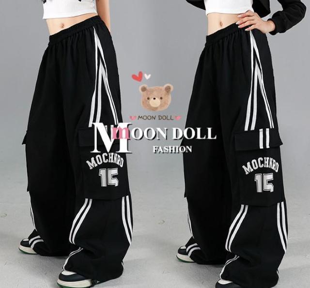 〜3L4L*15/2本ラインカーゴスウェットパンツ*黒 < 女性ファッション 〜3L4L*15/2本ラインカーゴスウェットパンツ*黒 < 女性ファッションの