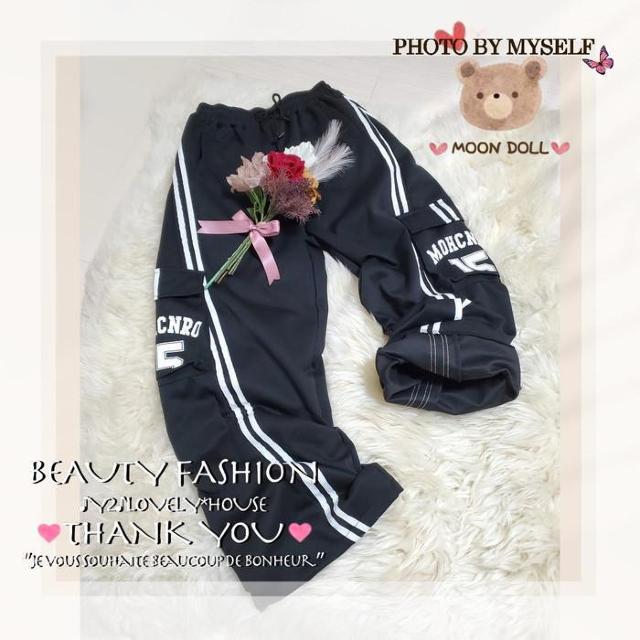 〜3L4L*15/2本ラインカーゴスウェットパンツ*黒 < 女性ファッション 〜3L4L*15/2本ラインカーゴスウェットパンツ*黒 < 女性ファッションの