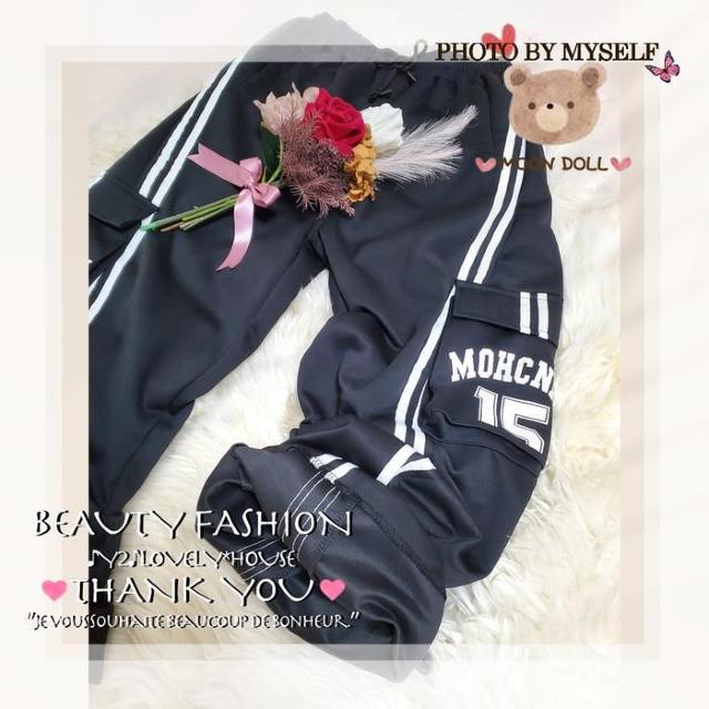 〜3L4L*15/2本ラインカーゴスウェットパンツ*黒 < 女性ファッション 〜3L4L*15/2本ラインカーゴスウェットパンツ*黒 < 女性ファッションの