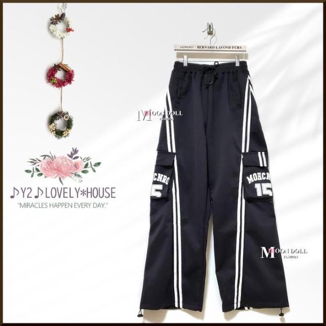 〜3L4L*15/2本ラインカーゴスウェットパンツ*黒 < 女性ファッション 〜3L4L*15/2本ラインカーゴスウェットパンツ*黒 < 女性ファッションの