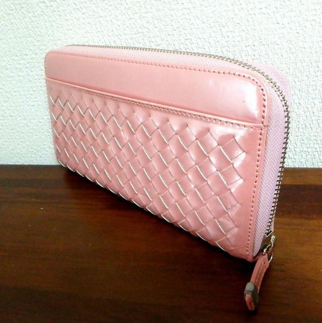 ◆長財布 編みこみ エナメル ピンク 中古品 < ホビー  ◆長財布 編みこみ エナメル ピンク 中古品 < ホビーの