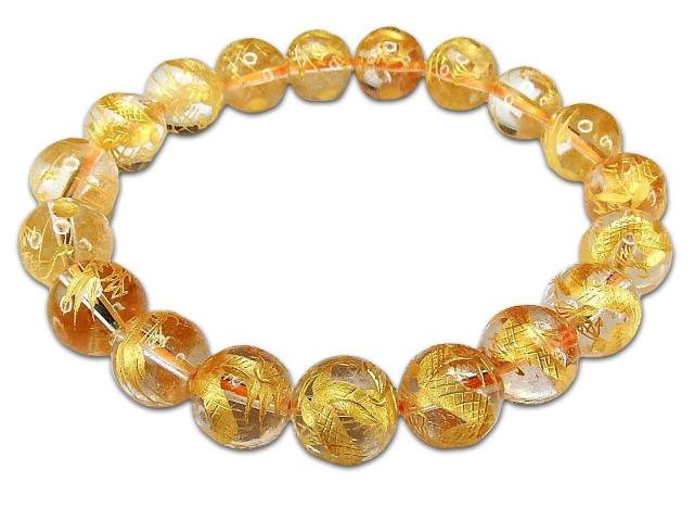 天然石五爪皇帝龍金箔天然水晶手彫り約10mmブレスレット数珠開運 < 女性アクセサリー/時計  天然石五爪皇帝龍金箔天然水晶手彫り約10mmブレスレット数珠開運  < 女性アクセサリー/時計の