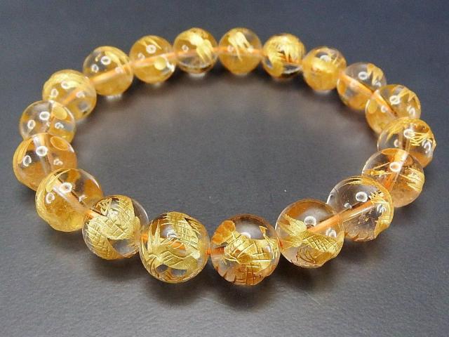 天然石五爪皇帝龍金箔天然水晶手彫り約10mmブレスレット数珠開運 < 女性アクセサリー/時計  天然石五爪皇帝龍金箔天然水晶手彫り約10mmブレスレット数珠開運 < 女性アクセサリー/時計の