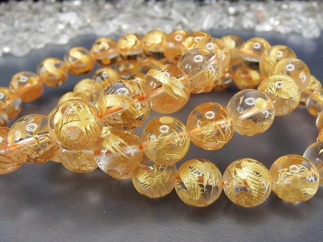 天然石五爪皇帝龍金箔天然水晶手彫り約10mmブレスレット数珠開運 < 女性アクセサリー/時計  天然石五爪皇帝龍金箔天然水晶手彫り約10mmブレスレット数珠開運 < 女性アクセサリー/時計の